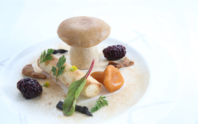 Foie gras, mushrooms and pickled blackberries