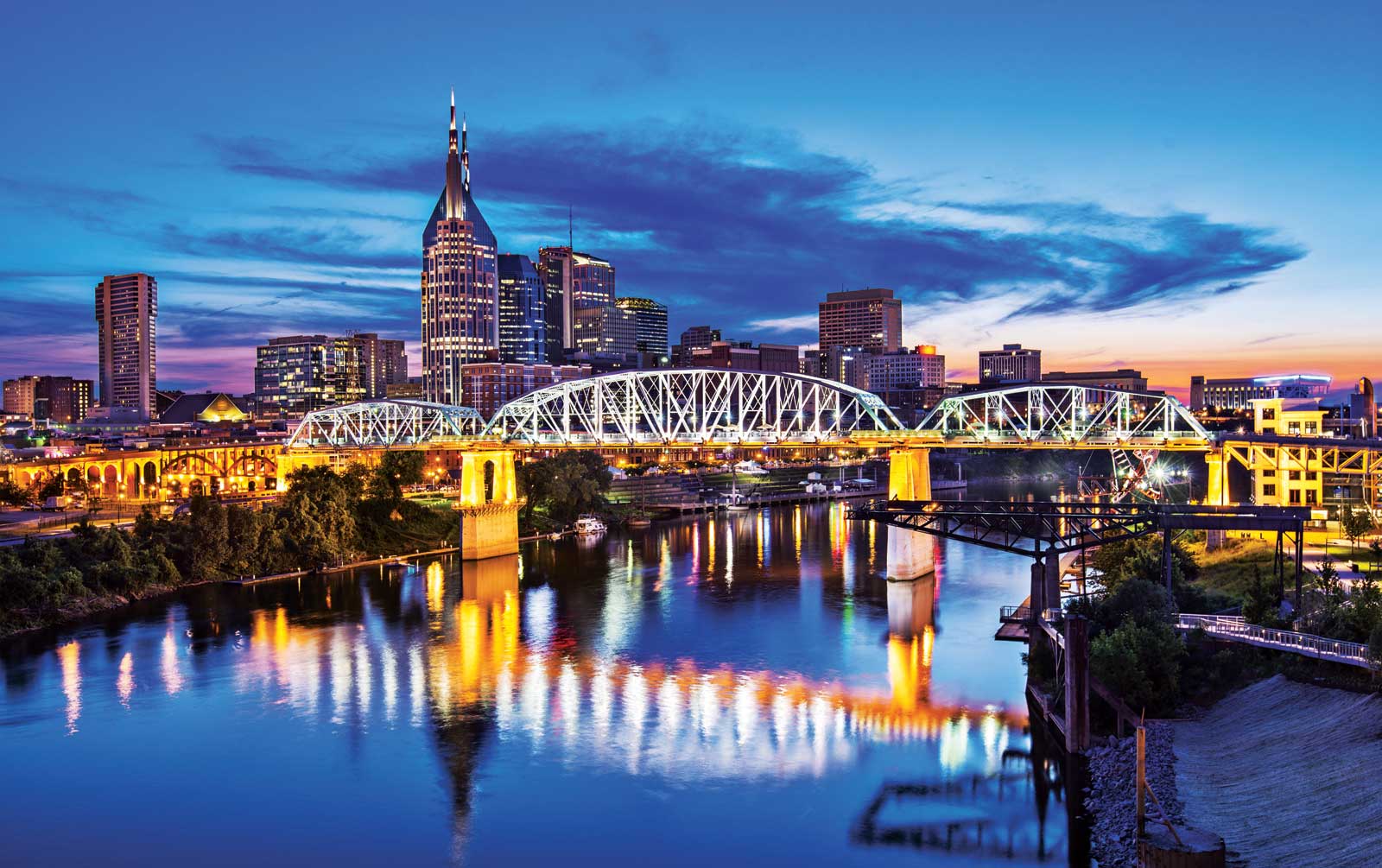 Nashville cityscape at night