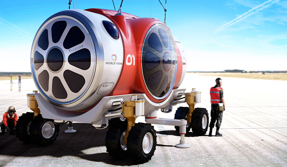 The World View space balloon capsule on the ground