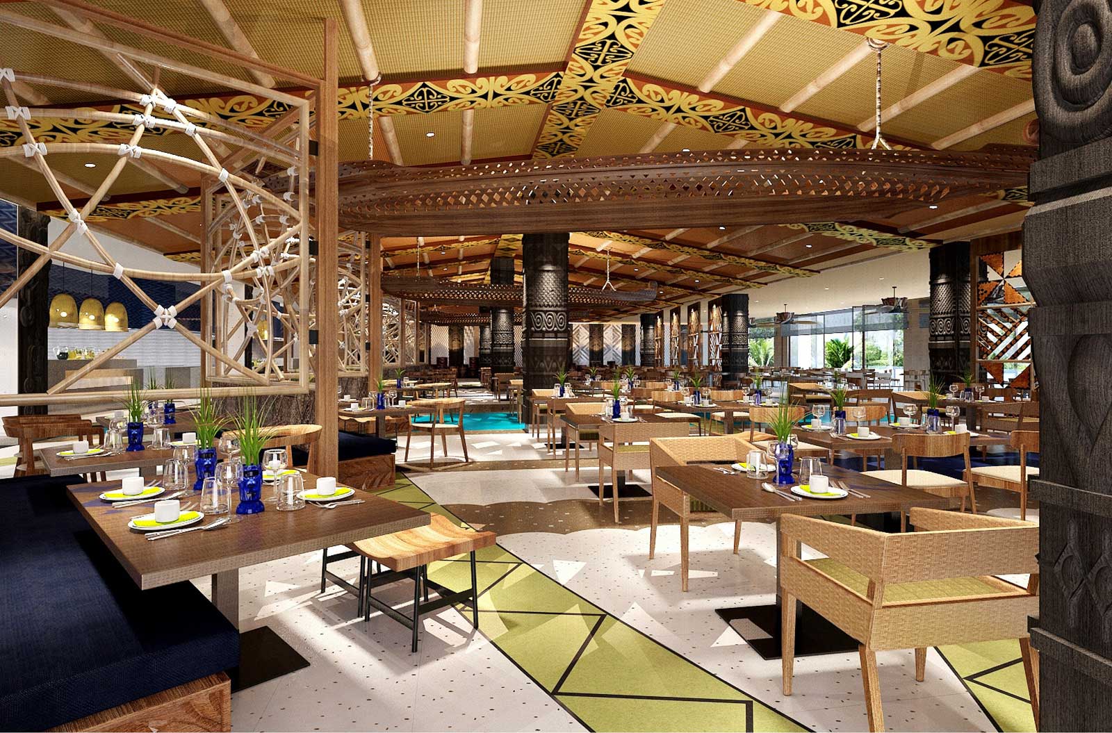 The dining area at Dubai's theme park hotel