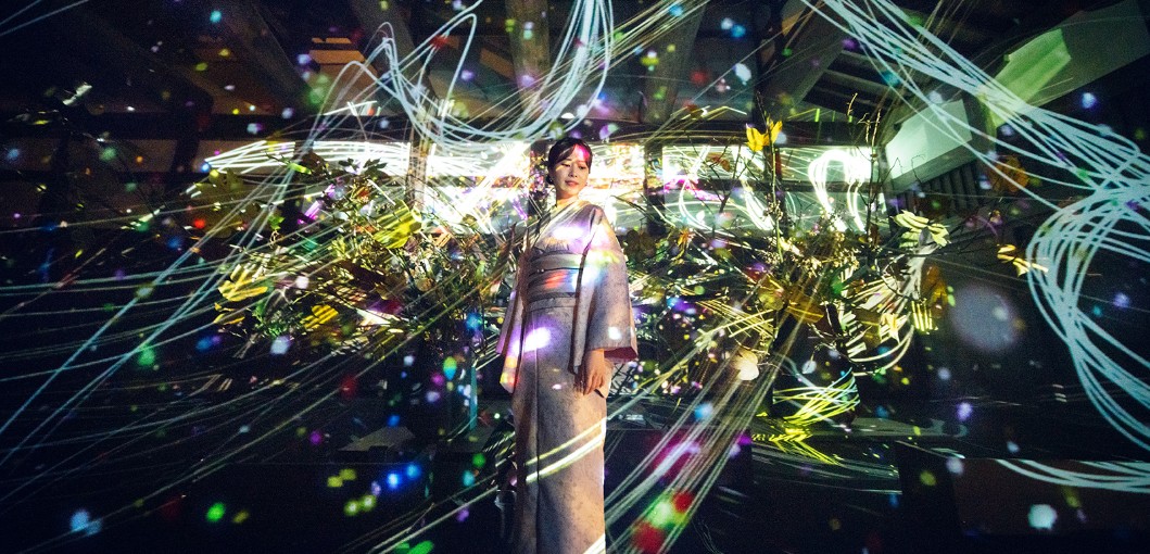 Flowers by naked exhibition Kyoto, Japan