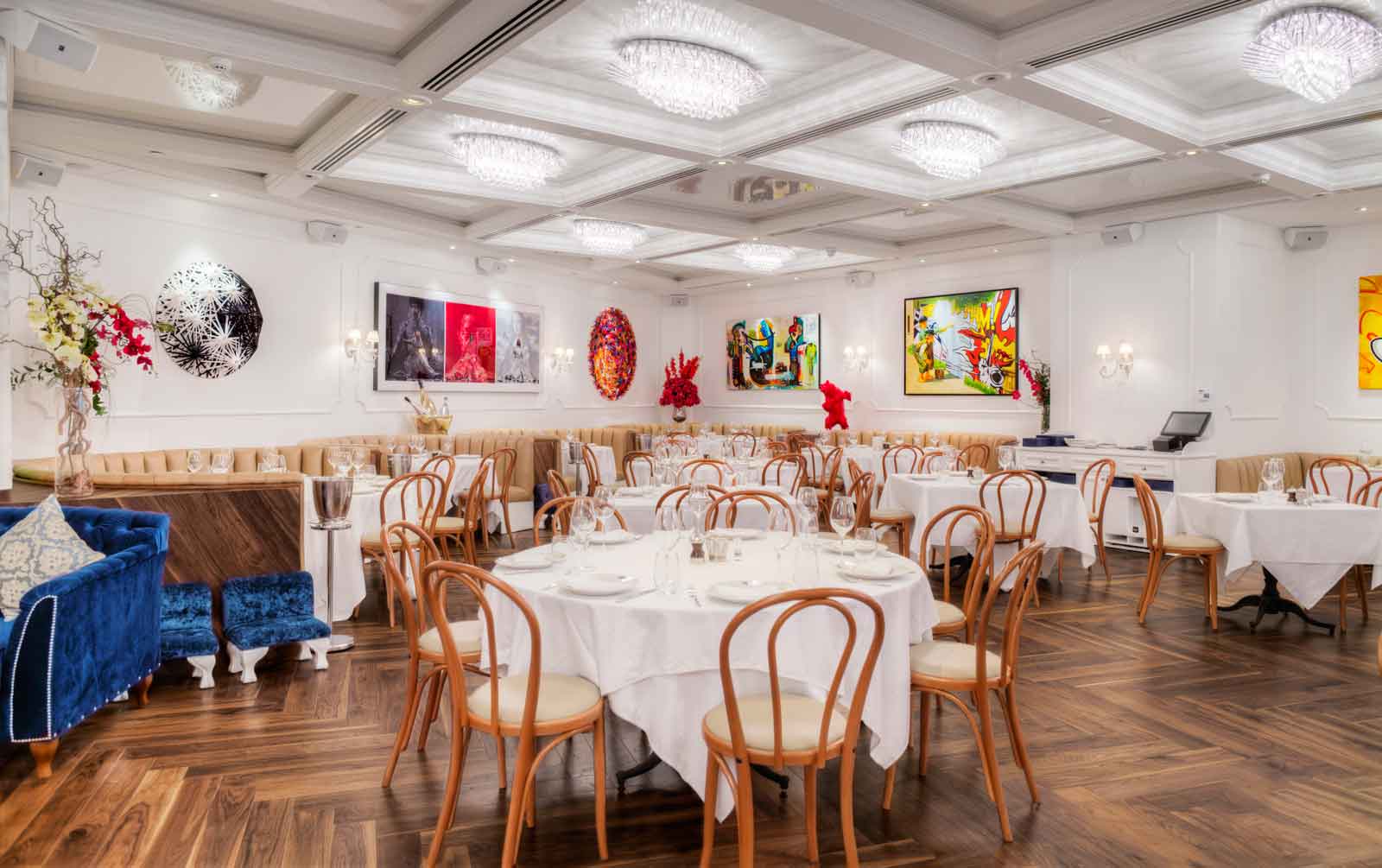 Dubai's Bagatelle has a bright and vibrant interior