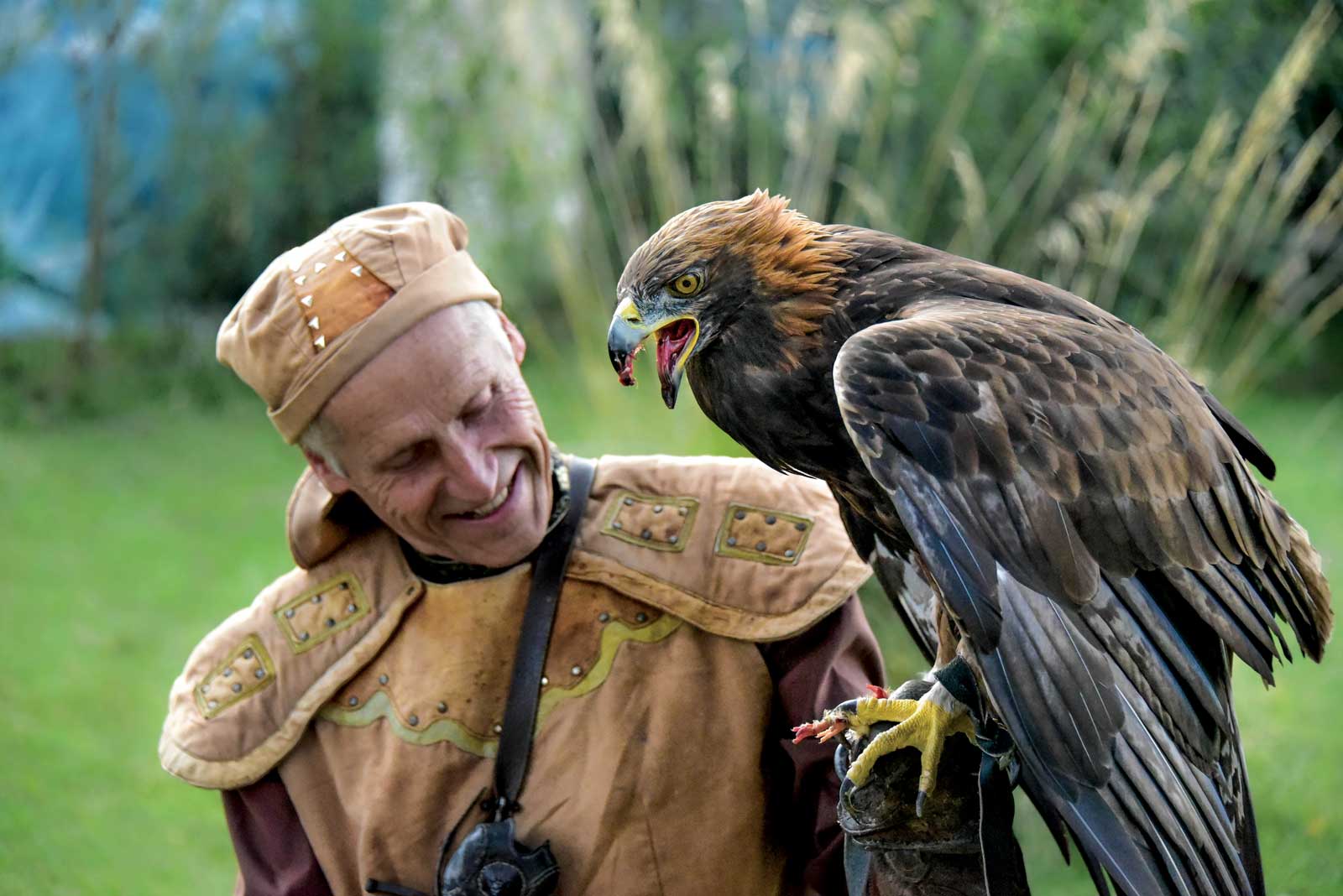 Kazakhstan eagle and trainer