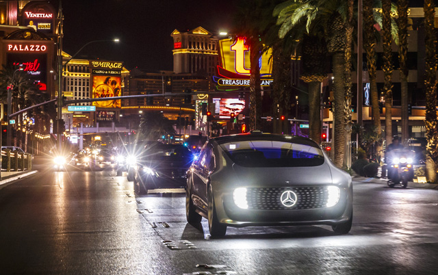 The F 015 concept on the Las Vegas Strip