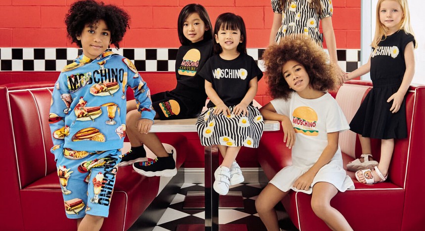 Moschino, speing summer collection, kids wear, kids clothing, fashion brand, fashion brand, kids wear, style, shoes, clothes