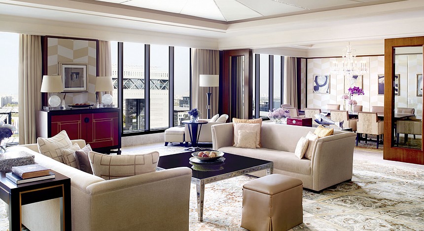 Ritz-Carlton DIFC, Hotel, Dubai, Tareq Derbas, Luxury hotels, Rooms, Suites, Pool, Downtown Dubai, shopping, bar, restaurants