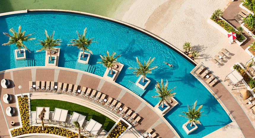 Abu Dhabi hotel, five-star Abu Dhabi hotel, Abu Dhabi sea view, Presidential Suite Abu Dhabi, best view in Abu Dhabi, Grand Hyatt Abu Dhabi Hotel & Residences Emirates Pearl, best pool Abu Dhabi, five-star beach hotel Abu Dhabi