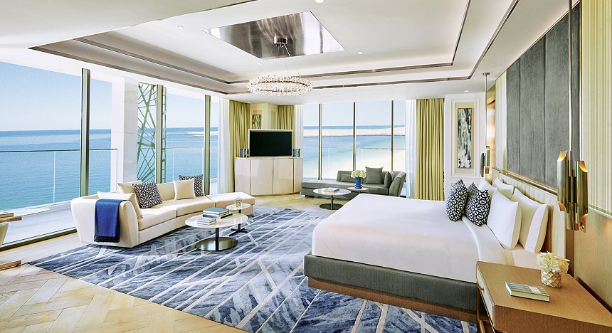 Royal Penthouse at Mandarin Oriental Jumeira, Dubai, Hotels, View, Pool, Beach, Bar, Drinks, Design