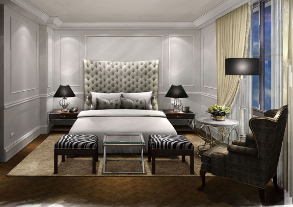 Rooms and suites feature original modern art and Italian marble flooring