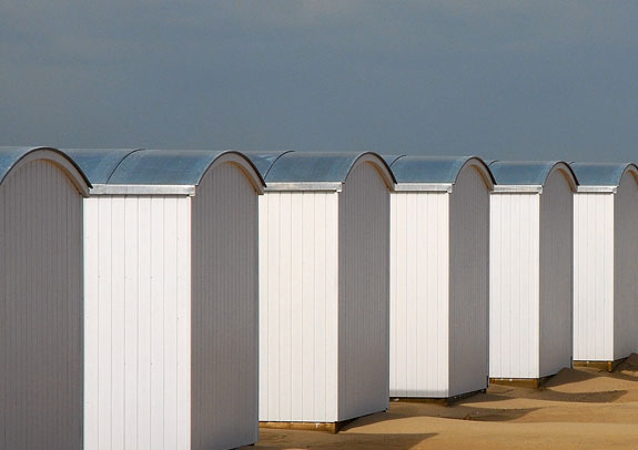 Beach huts along the coast of Knokke