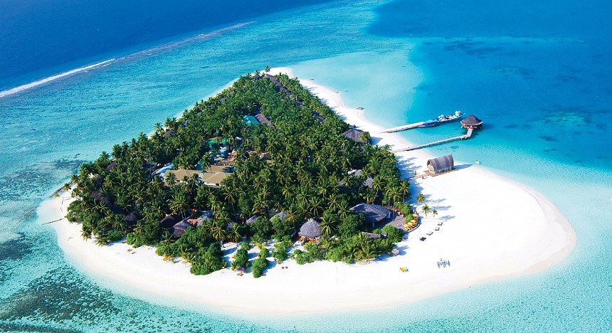Aeriel shot of the Maldives 