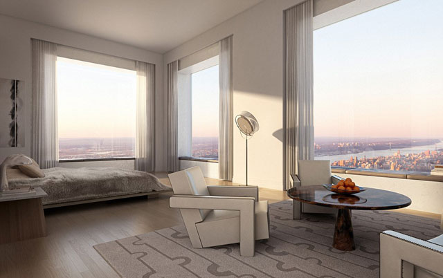 The interiors of each apartment have been conceptualised and designed by Deborah Berke and centre on the incredible panoramic views on offer. There's a focus on strict geometry and grand, square proportions 