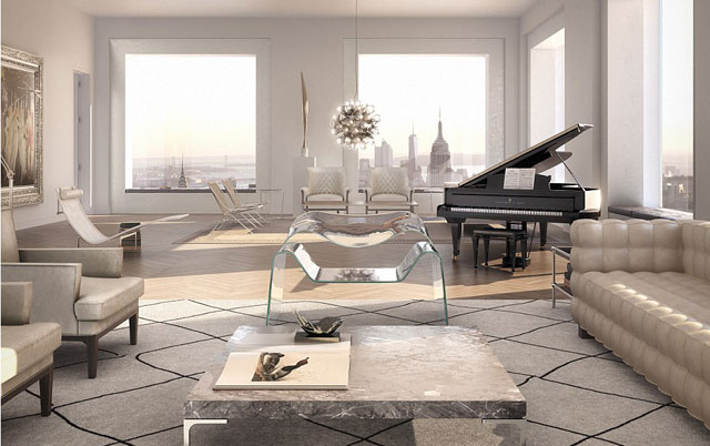 Designed by renowned architect Rafael Viñoly, the 96 storey condo stands taller than both the Empire State Building and Chrysler Building, and will boast 104 residential units upon completion in 2015