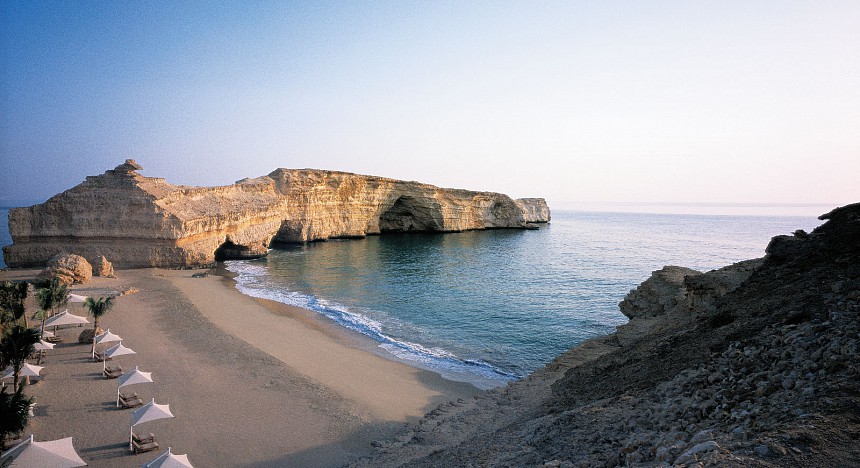The coast of Oman where Shangri-La's Barr Al Jissah Resort & Spa Muscat sits