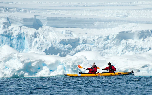 Kayaking among the icebergs
