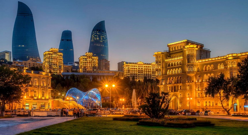 Downtown Baku by night