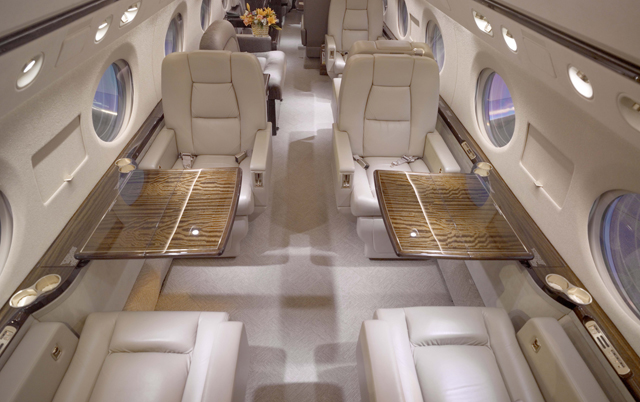 Aboard the G550 jet