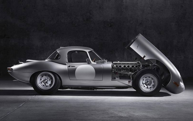 The iconic Lightweight E-Type boasts an all-aluminium body and weighs 114kg less than its standard 1963 E-Type equivalent, dramatically improving the cars handling and performance on the track 