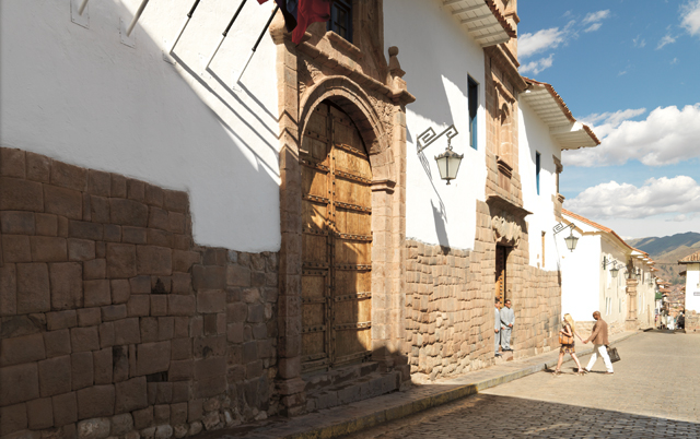 The hotel's entrance is just off Plaza de Armas, Cusco's cobbled town square