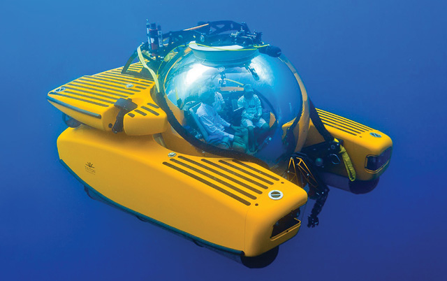 The Triton 3300/3 is the world's deepest diving acrylic-hulled three passenger submarine. Boasting the thickest acrylic sphere of any submersible, the transparent hull provides an unmatched viewing experience