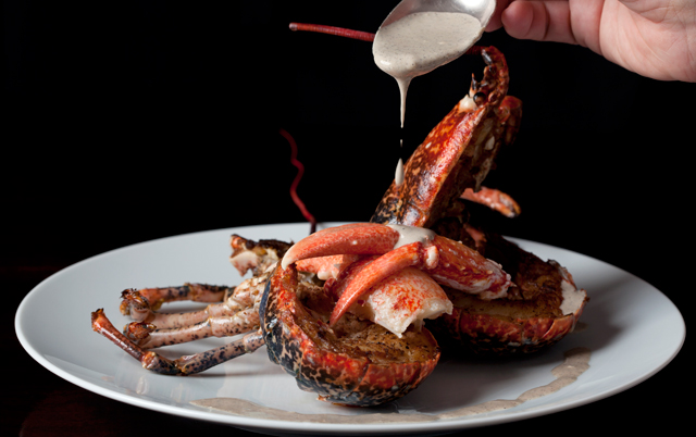 Puck's pan-roasted lobster with black truffles