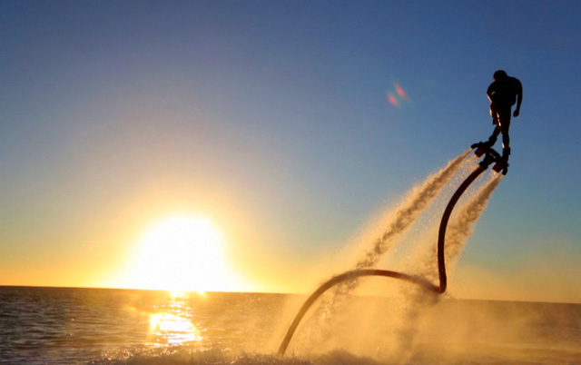 Fancy propelling yourself up to 15 metres in the air via a set of high power jet nozzles? The Zapata Racing Flyboard lets you do just that, all with an 18-metre hose attached to your personal watercraft