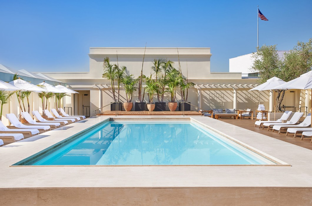the rooftop pool at The Maybourne Beverly Hills